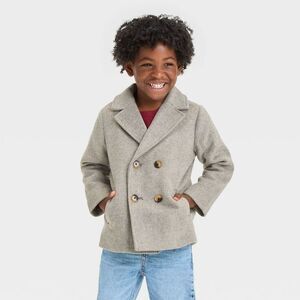 Open Box - Cat & Jack - Baby Boys' Faux Wool Peacoat - Cat & Jack Gray 12M Gray